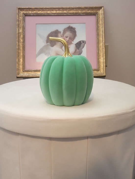 Other - Velvet Mint Decorative Pumpkin with Gold Stem